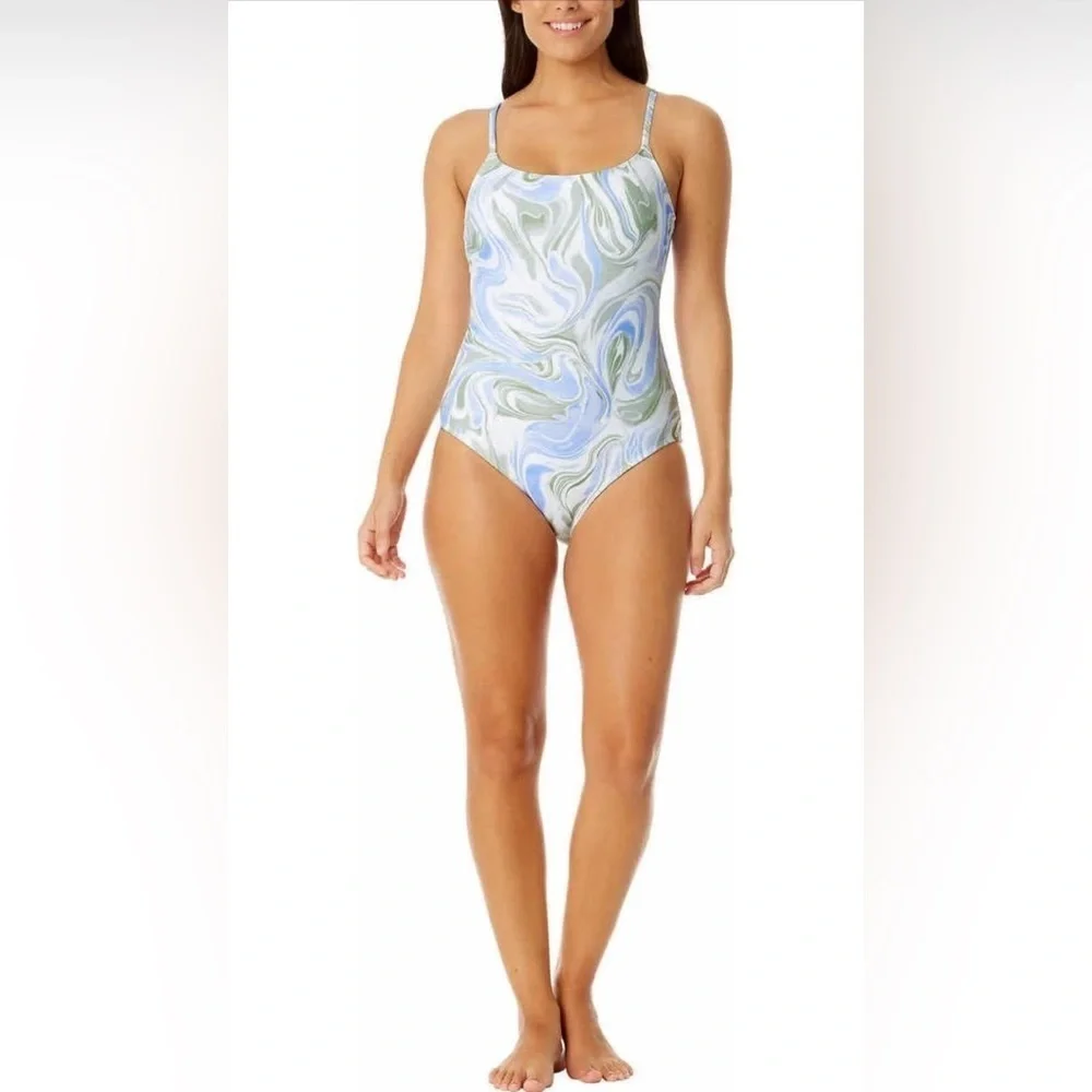 Hurley Blue & Green Swirl One Piece Bathing Suit - Size XL